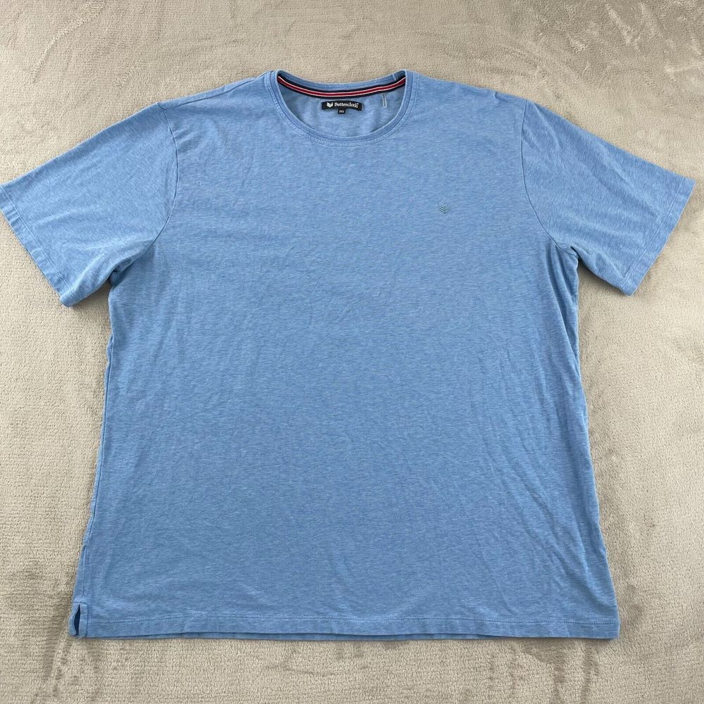 ButterCloth T Shirt Men 3XL Blue Stretch Short Sleeve‎ Designer Chest Logo NWOT